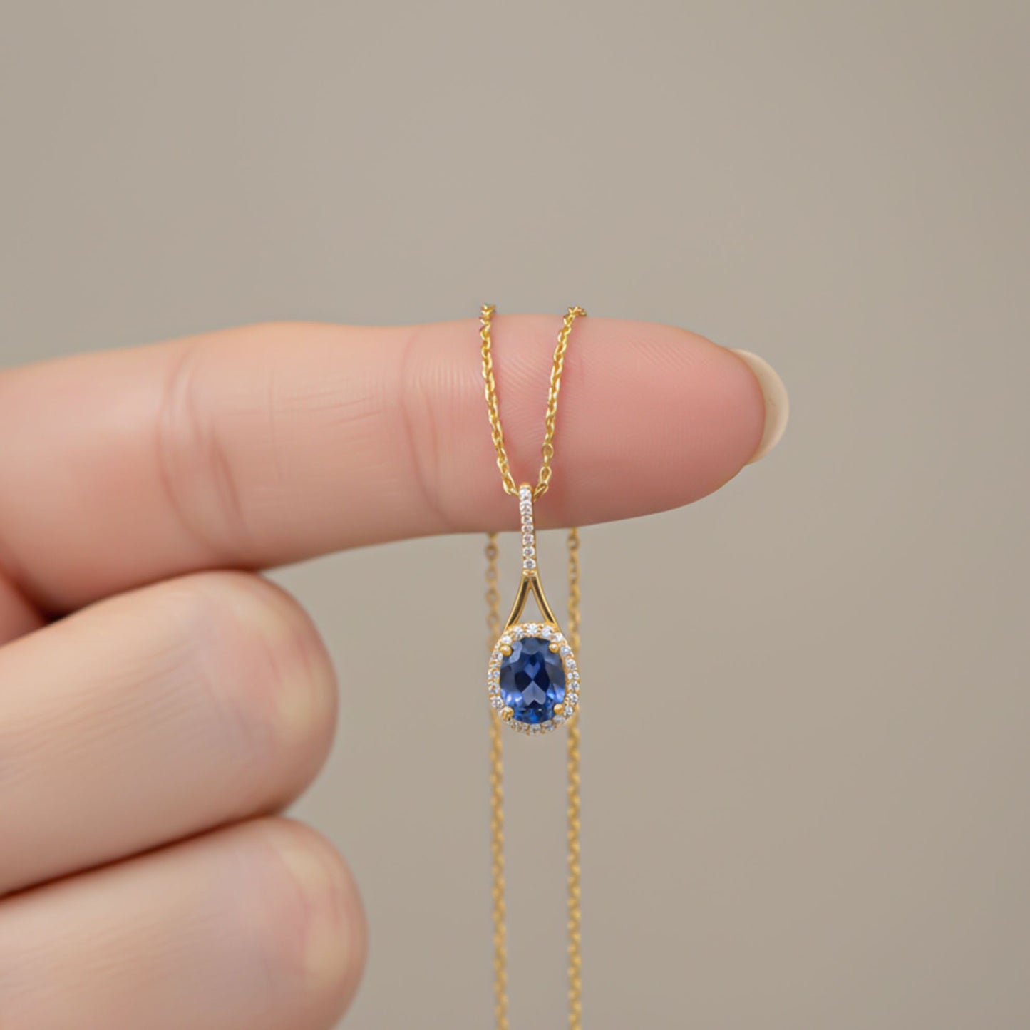 Silver Dazzling Halo Sapphire Pendant