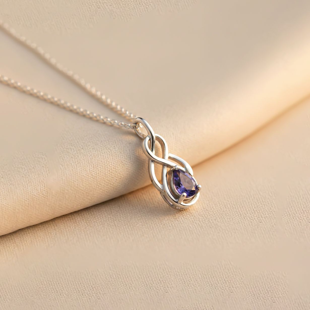 Silver Sapphire Infinity knot Pendant Gold Vermeil (2.5 Micron)