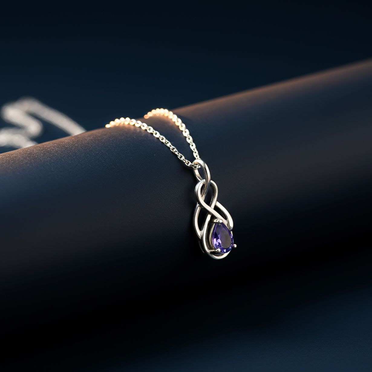 Silver Sapphire Infinity knot Pendant Gold Vermeil (2.5 Micron)