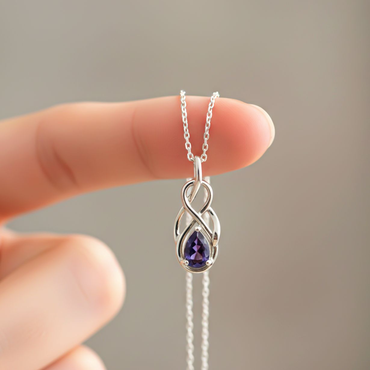 Silver Sapphire Infinity knot Pendant Gold Vermeil (2.5 Micron)