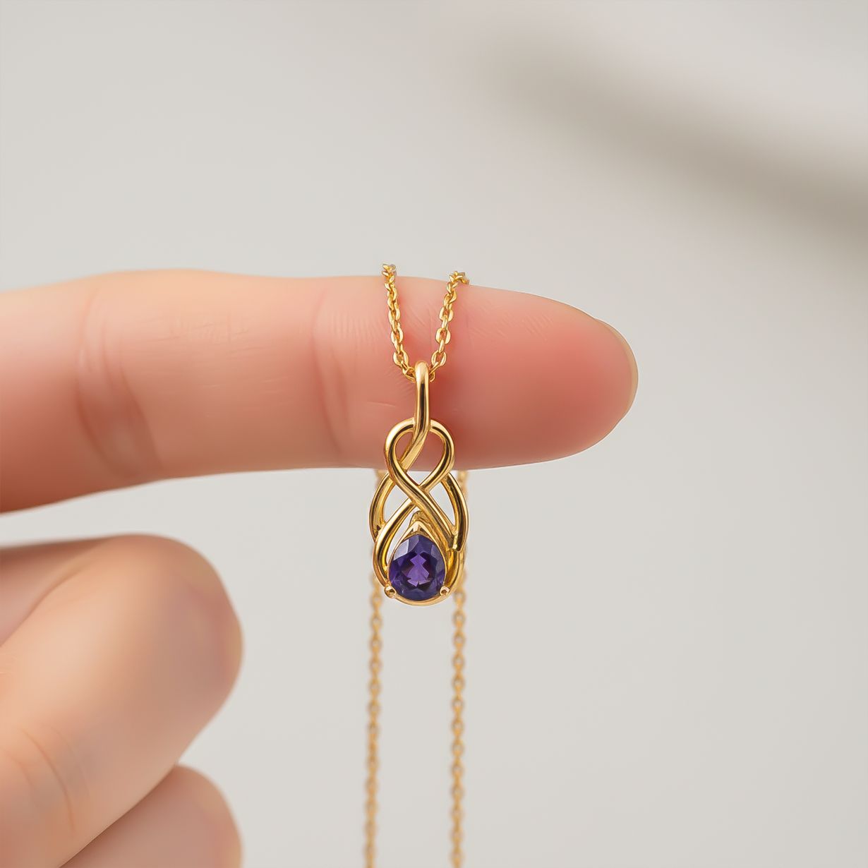 Silver Sapphire Infinity knot Pendant Gold Vermeil (2.5 Micron)