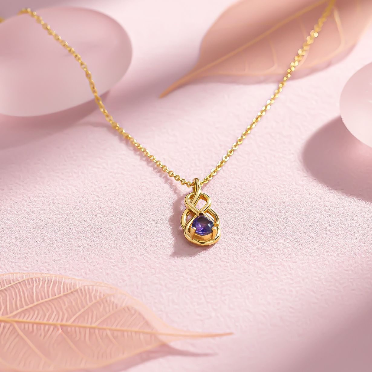 Silver Sapphire Infinity knot Pendant Gold Vermeil (2.5 Micron)