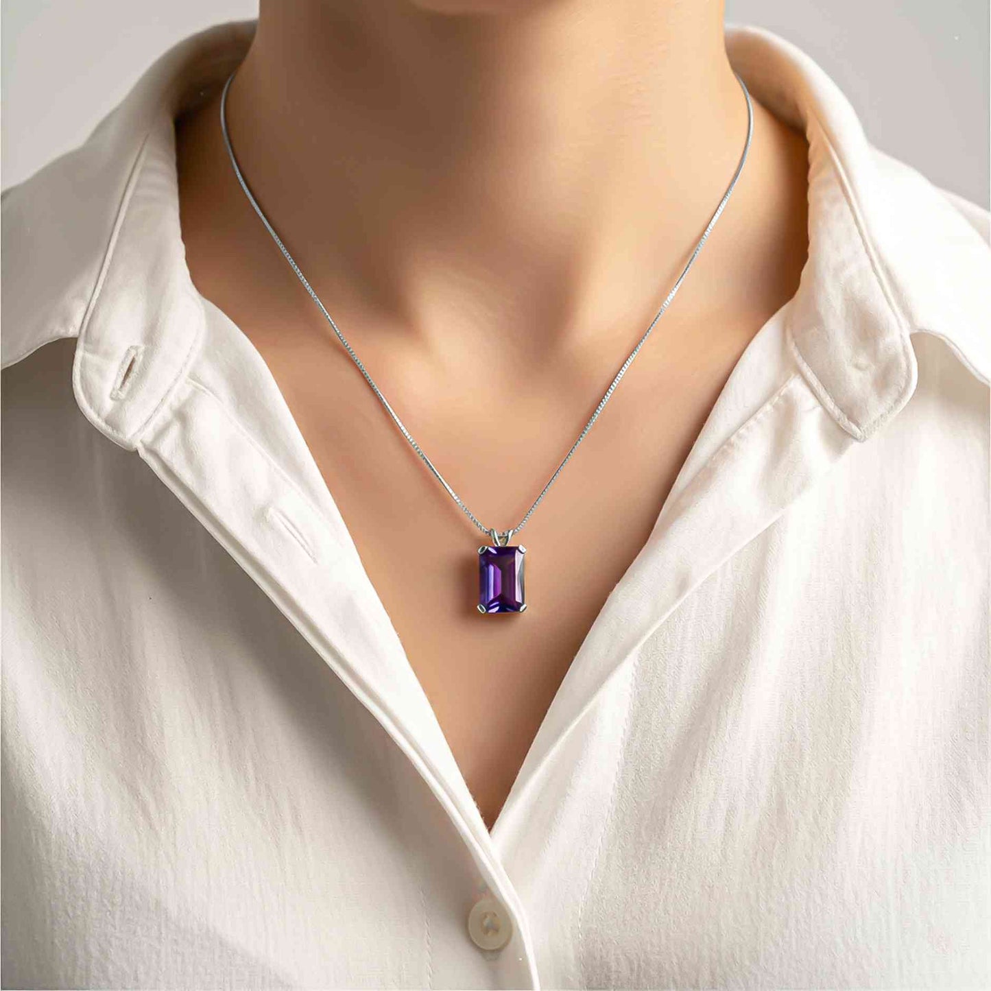Silver Amethyst Minimalist Pendant