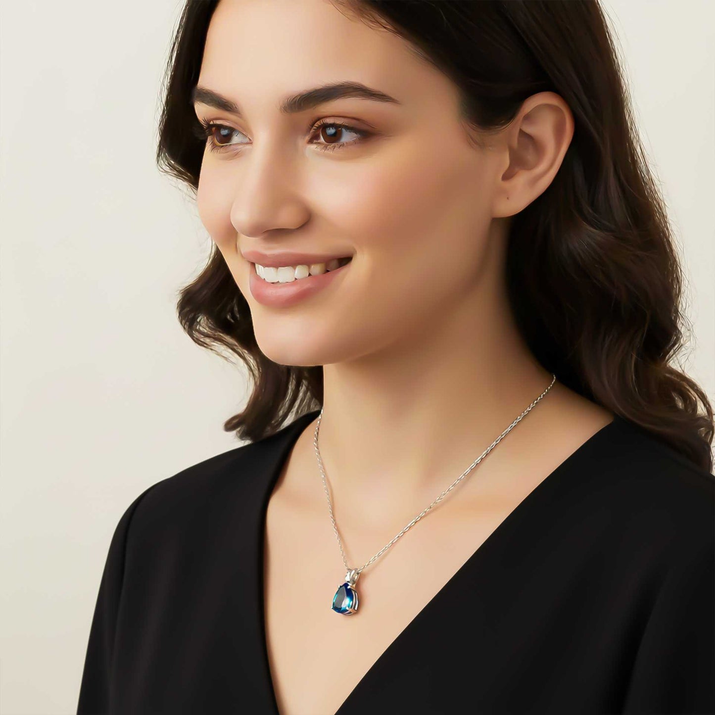 Silver Teardrop Topaz Pendant