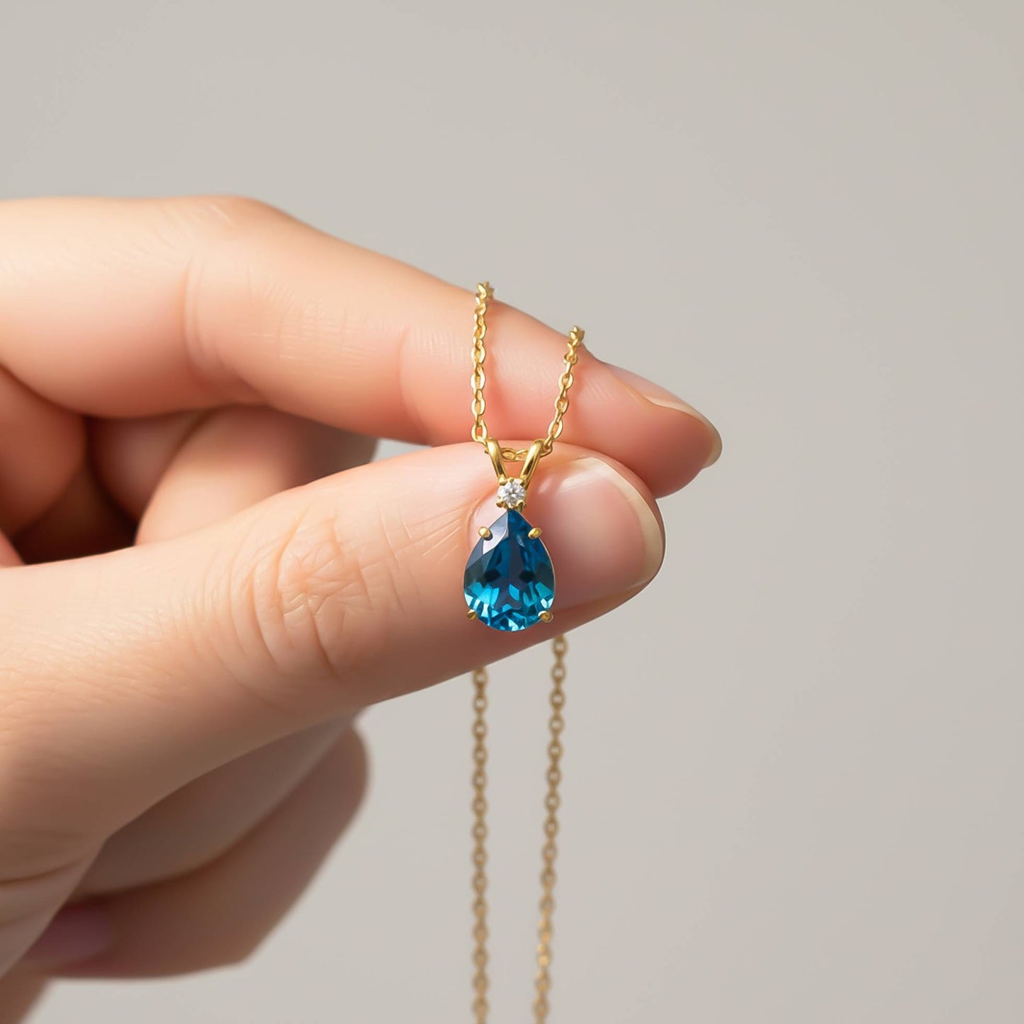 Silver Teardrop Topaz Pendant