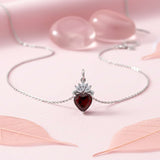 Silver Red Heart Crown Pendant Gold Vermeil (2.5 Micron)