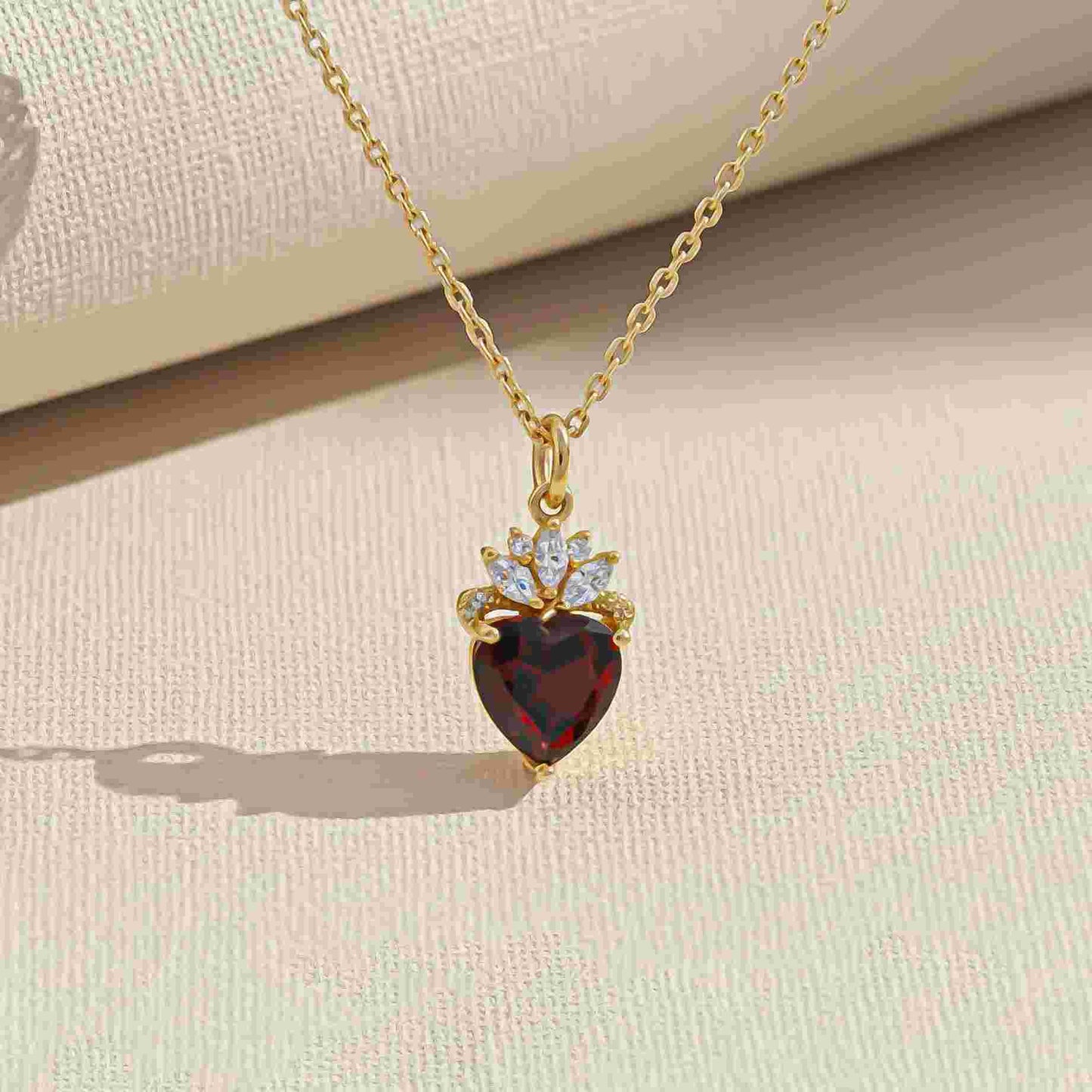 Silver Red Heart Crown Pendant