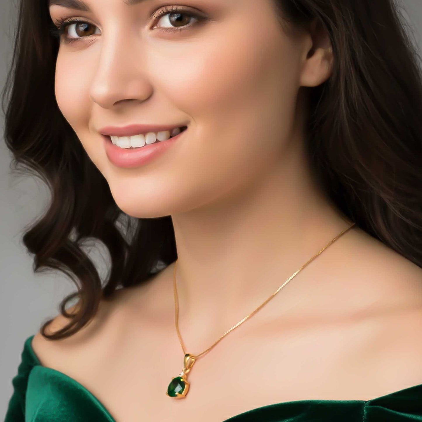 Silver Royal Green Classy Pendant Gold Vermeil (2.5 Micron)