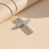 Silver Heart Cut CZ Cross Pendant