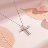 Silver Heart Cut CZ Cross Pendant