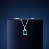 Silver Blue Topaz Emerald Cut Pendant