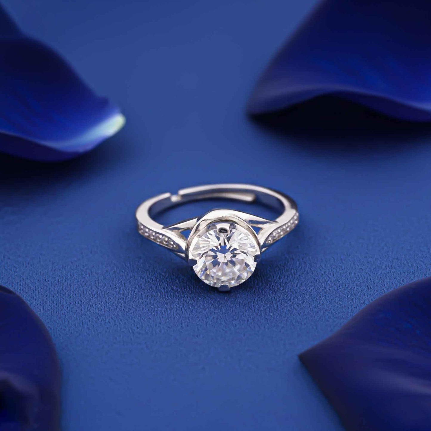 Silver Minimal Solitaire Ring