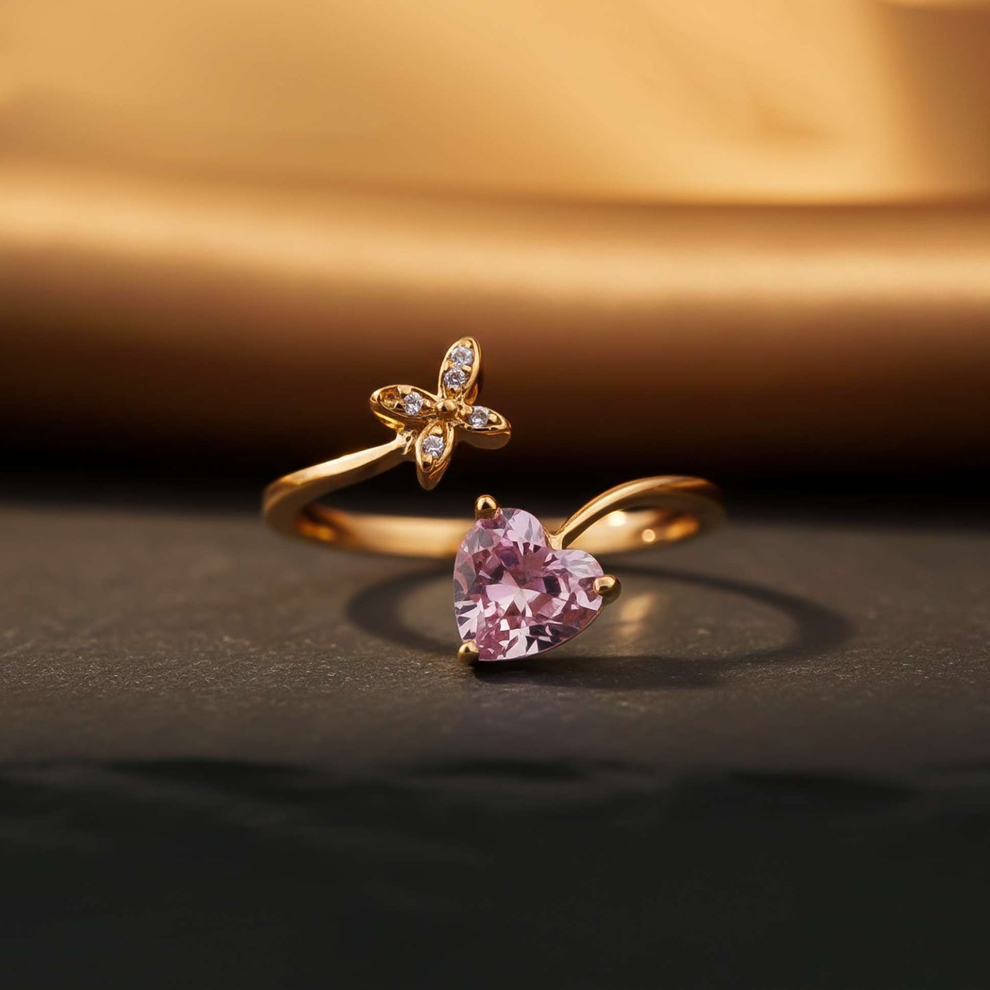 Golden Open Heart Stackable Ring
