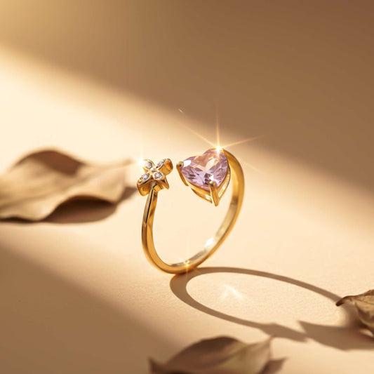 Golden Open Heart Stackable Ring