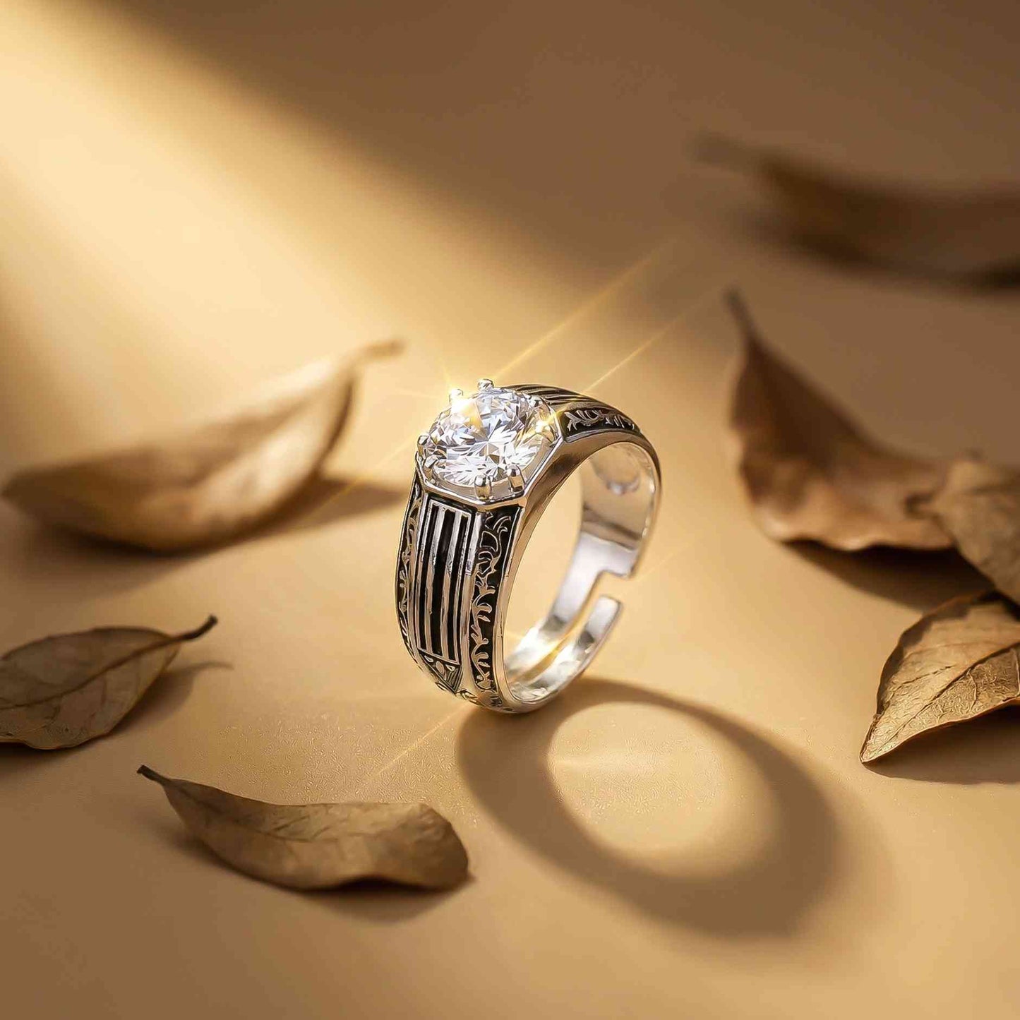 Silver Black Enamel Ring For Men