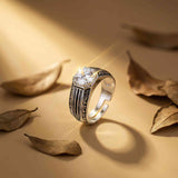 Silver Black Enamel Ring For Men Gold Vermeil (2.5 Micron)