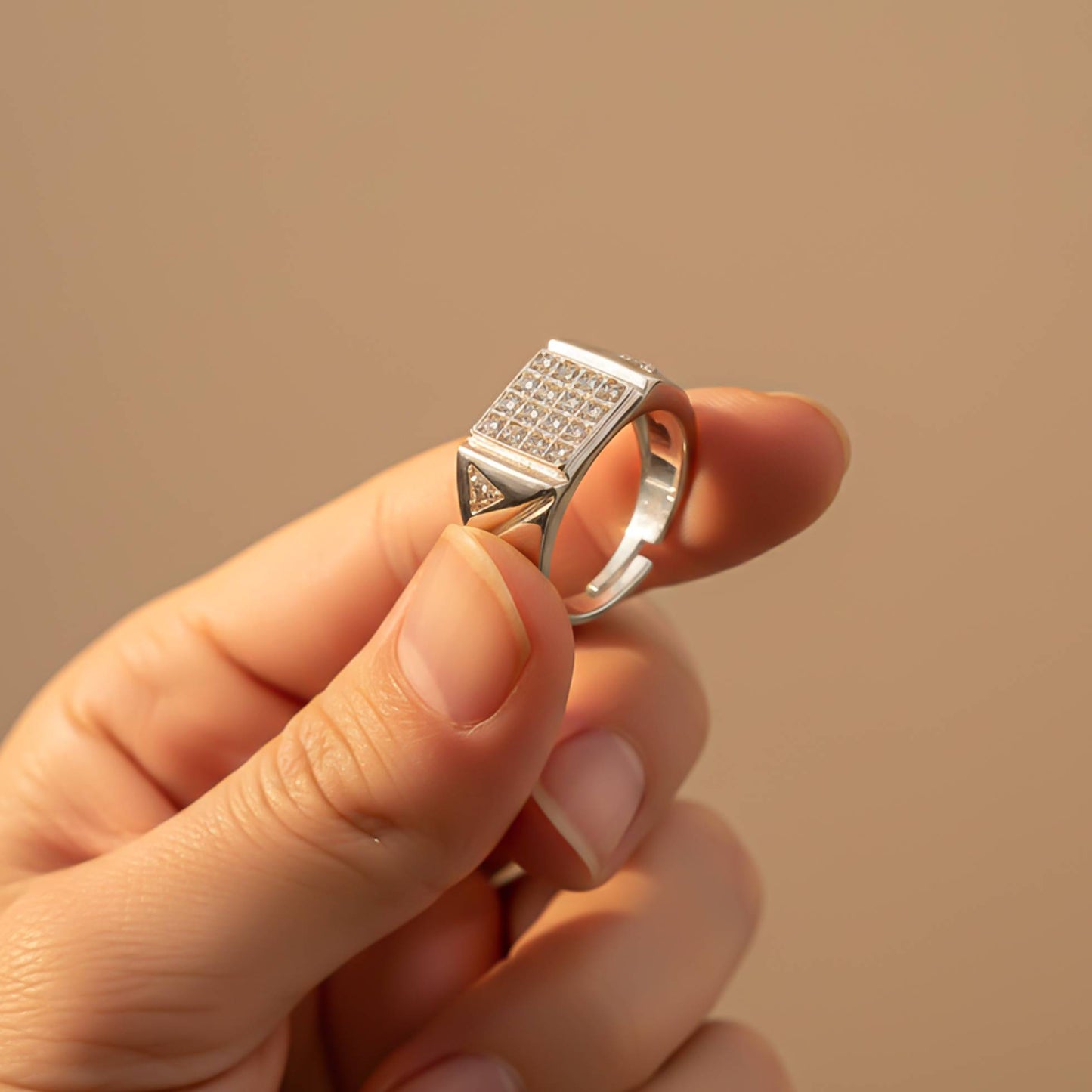 Silver Cluster Ring Band For Him