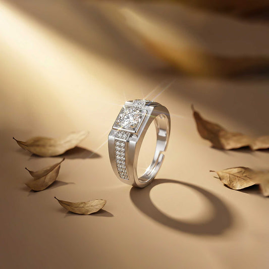 Silver Cocktail Solitaire Ring For Men's