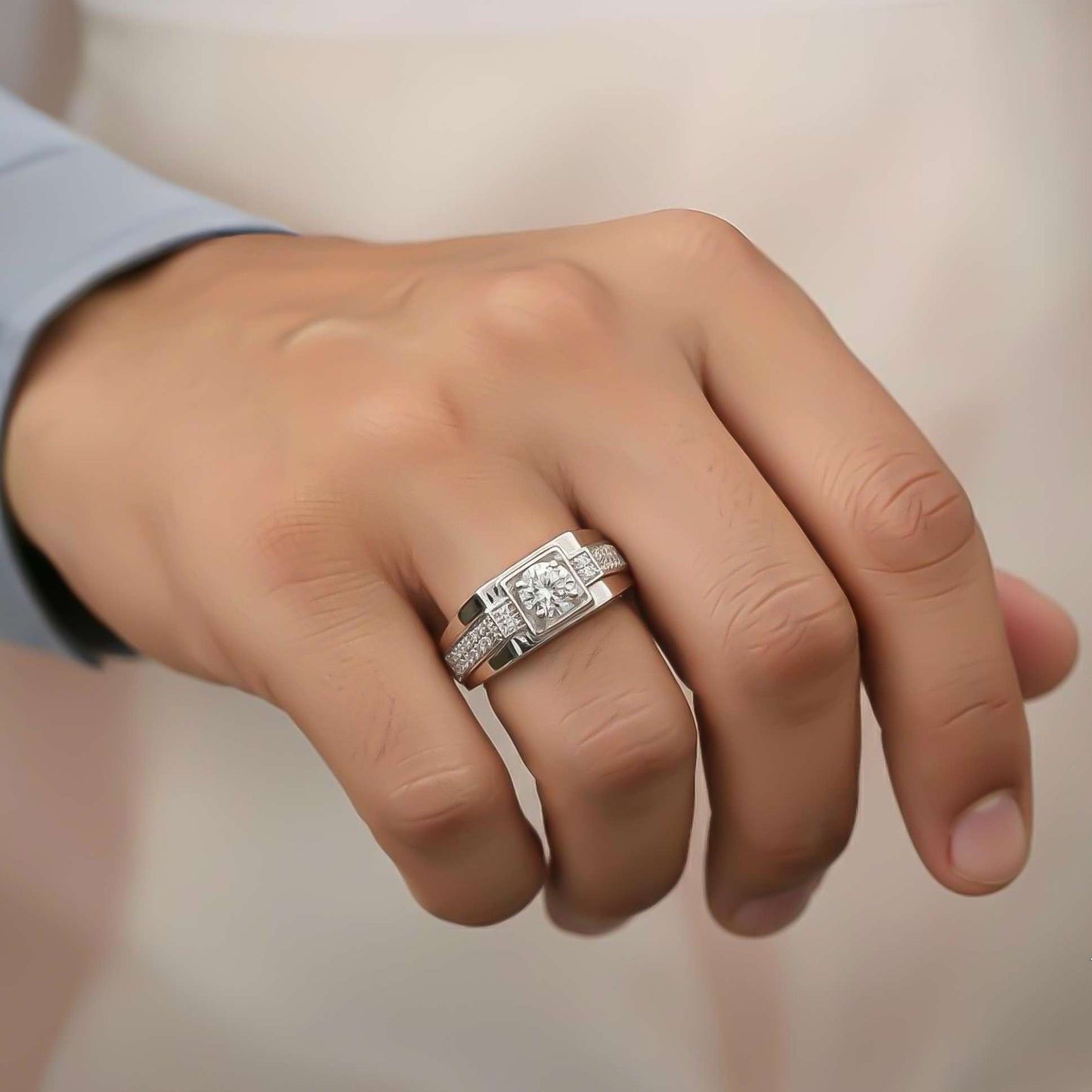 Silver Cocktail Solitaire Ring For Men's