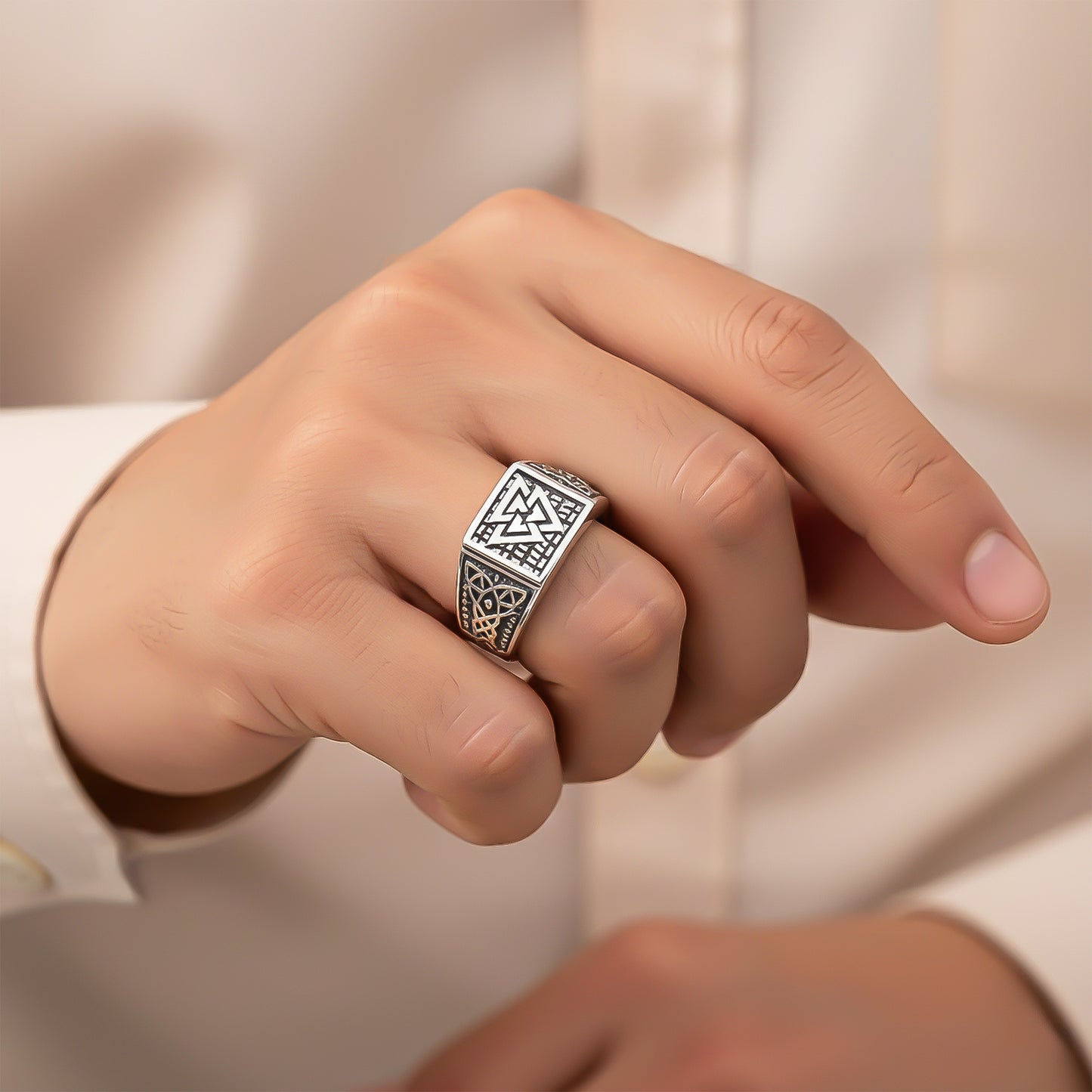 Silver Illuminate Enamel Ring For Him Gold Vermeil (2.5 Micron)