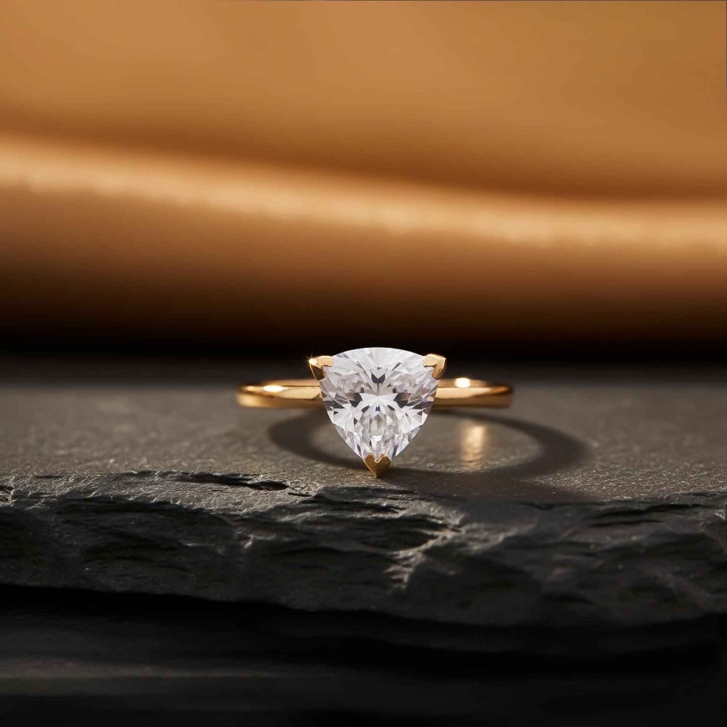 Golden Luxury Trillion Ring For Her