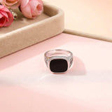 Silver Black Style Signet CZ Border Ring Gold Vermeil (2.5 Micron)