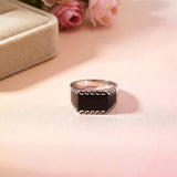 Silver Black Enamel Geometric Pattern Ring Gold Vermeil (2.5 Micron)