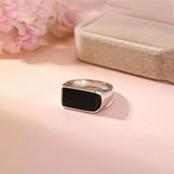 Silver Black Style Sleek Signet Ring for Men Gold Vermeil (2.5 Micron)