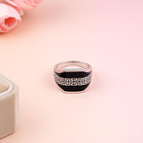Silver Black Enamel Greek Pattern Ring Gold Vermeil (2.5 Micron)