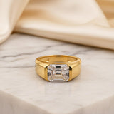 Silver Emerald Cut Signet Ring For Him Gold Vermeil (2.5 Micron)