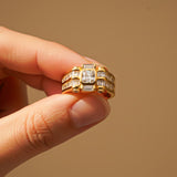 Silver Multi-Row Statement Ring for Him