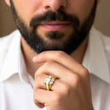 Silver Multi-Row Statement Ring for Him