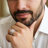Silver Multi-Row Statement Ring for Him