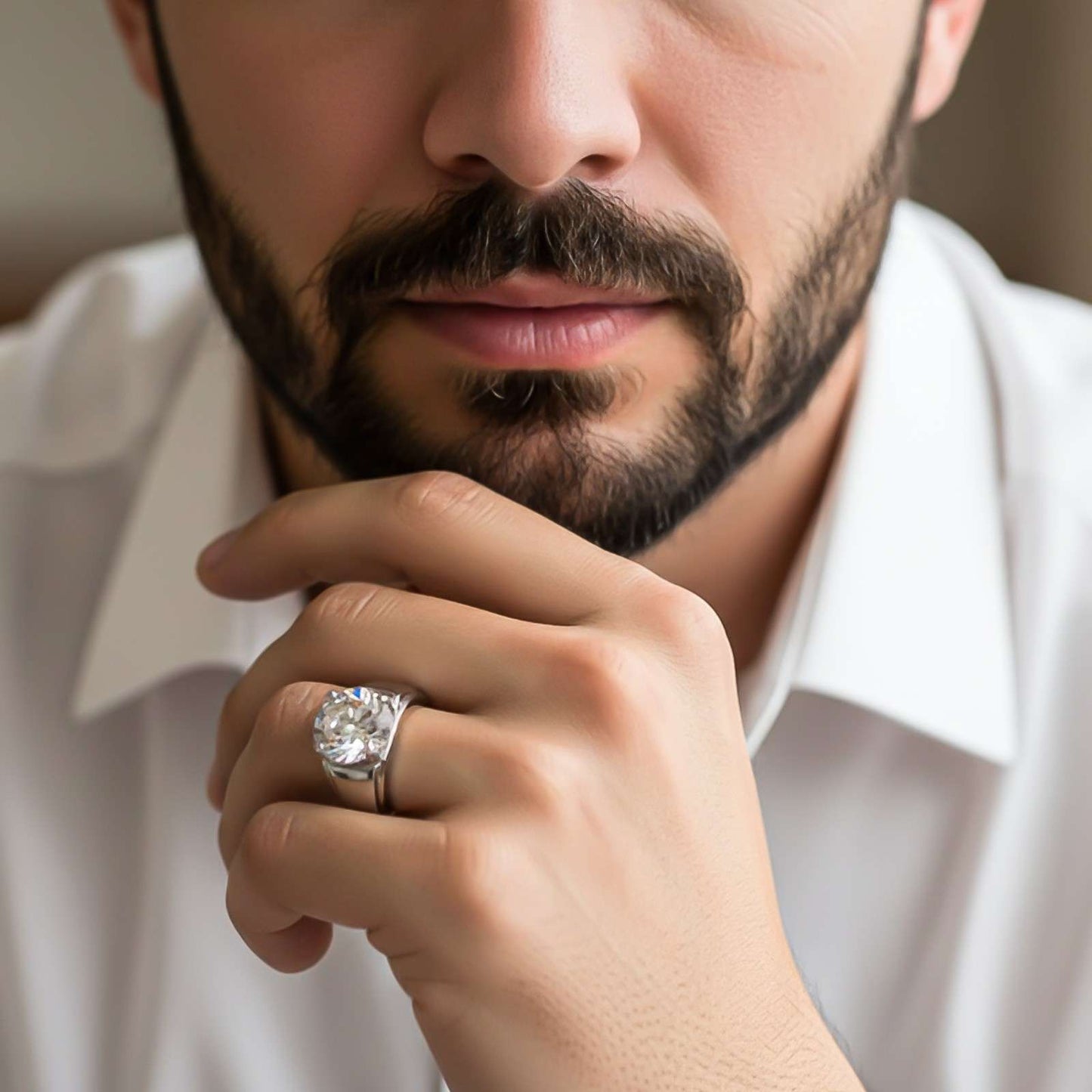 Silver Halo Statement Ring for Him