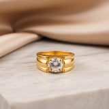 Silver Classic Solitaire Statement Ring for Him Gold Vermeil (2.5 Micron)