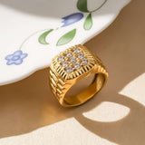 Silver Square Cluster Textured Signet Ring for Him Gold Vermeil (2.5 Micron)