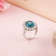 Silver Blue Topaz Halo Ring for Women Gold Vermeil (2.5 Micron)
