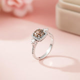 Silver Smoky Quartz Halo Ring for Women Gold Vermeil (2.5 Micron)