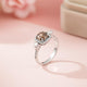 Silver Smoky Quartz Halo Ring for Women Gold Vermeil (2.5 Micron)