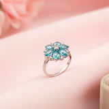 Silver Topaz Floral Cluster Ring for Women Gold Vermeil (2.5 Micron)