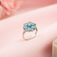 Silver Topaz Floral Cluster Ring for Women Gold Vermeil (2.5 Micron)