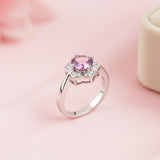 Silver Amethyst Floral Halo Ring for Women Gold Vermeil (2.5 Micron)