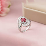Silver Ruby Halo Statement Ring for Women Gold Vermeil (2.5 Micron)