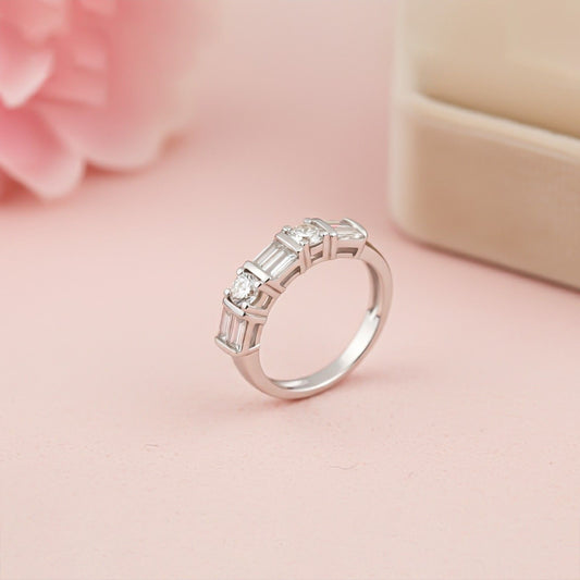 Silver Five-Stone Band Ring for Women