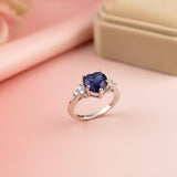 Silver Blue Sapphire Romantic Ring Gold Vermeil (2.5 Micron)