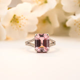 Silver Emerald Pink Sapphire Halo Ring Gold Vermeil (2.5 Micron)