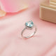 Silver Heart Aquamarine Halo Ring for Women Gold Vermeil (2.5 Micron)