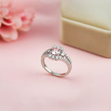 Silver Pink Sapphire Floral Halo Ring Gold Vermeil (2.5 Micron)