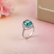 Silver Aquamarine Halo Statement Ring Gold Vermeil (2.5 Micron)