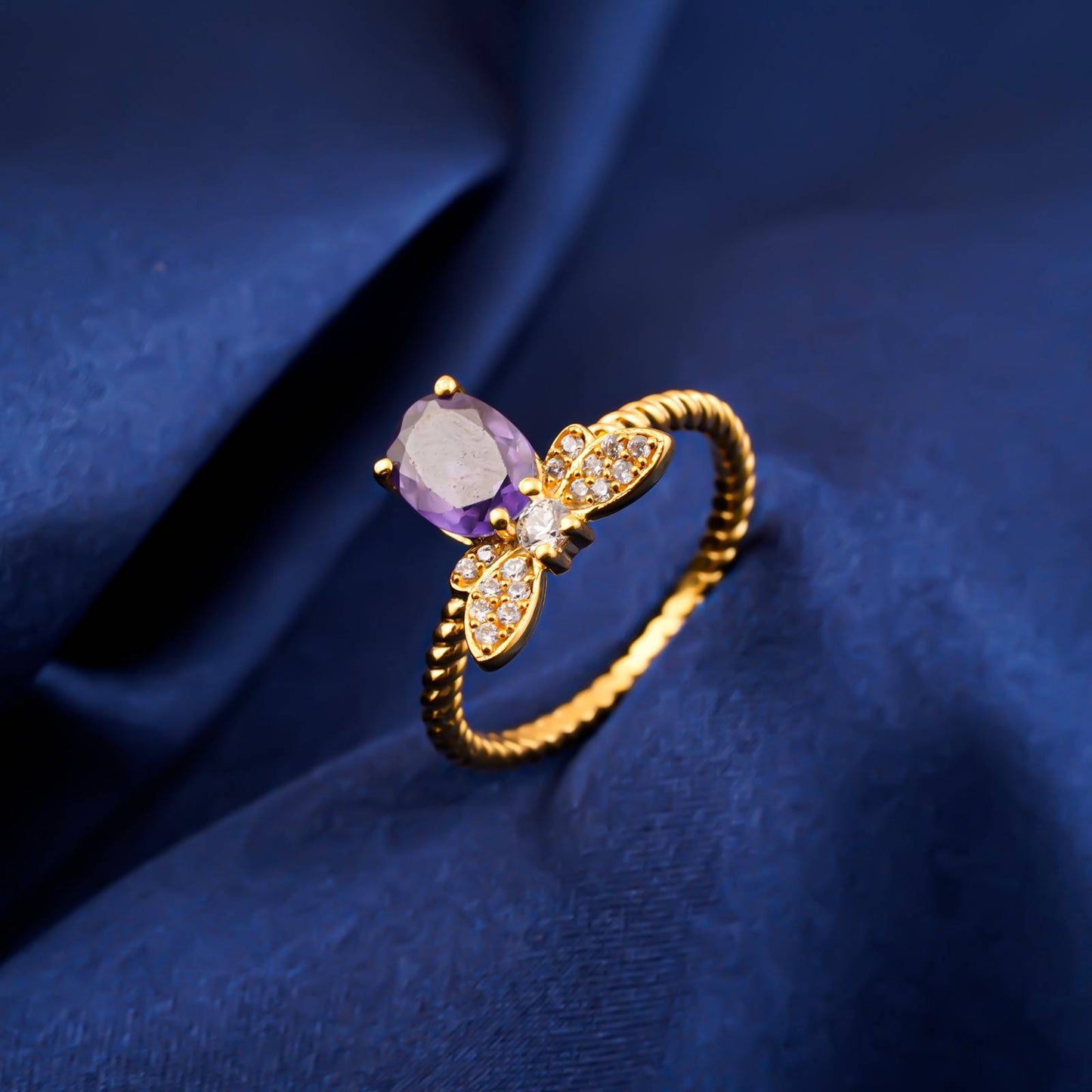 Silver Alexandrite Butterfly Ring for Women
